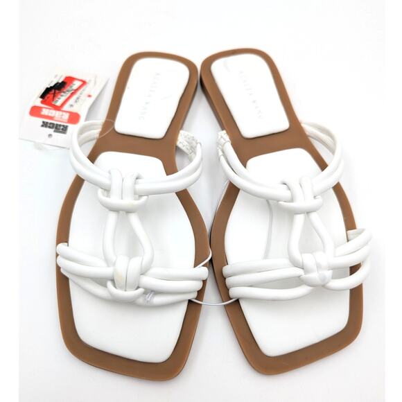 Azalea Wang Stetson Tubular Straps Knot Flat Sandals Women's White Size US6 EU36 - Picture 7 of 12
